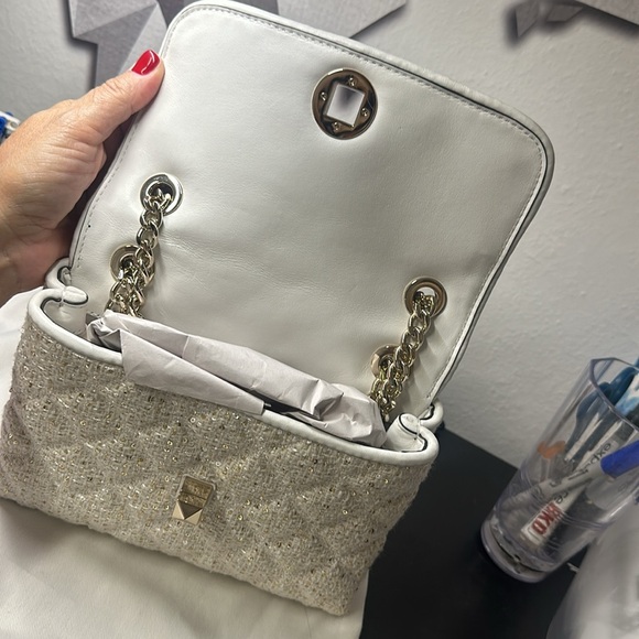 Kate Spade Sequin Tweed Crossbody Bag off-white/light beige quilted w sequins - Picture 6 of 11
